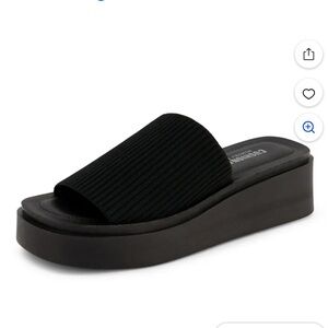 Cushionaire Women's Black Platform Slide Sandals